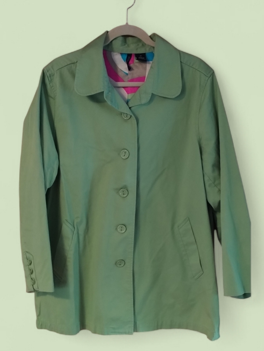 Women’s Lightweight Lime Green Button-Front Coat